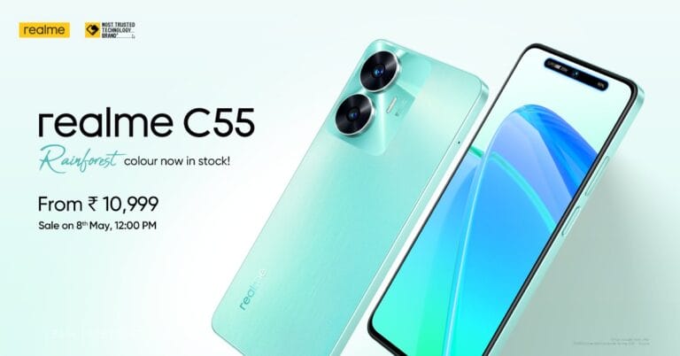 Realme C55 gets new green “Rainforest” color option in India!