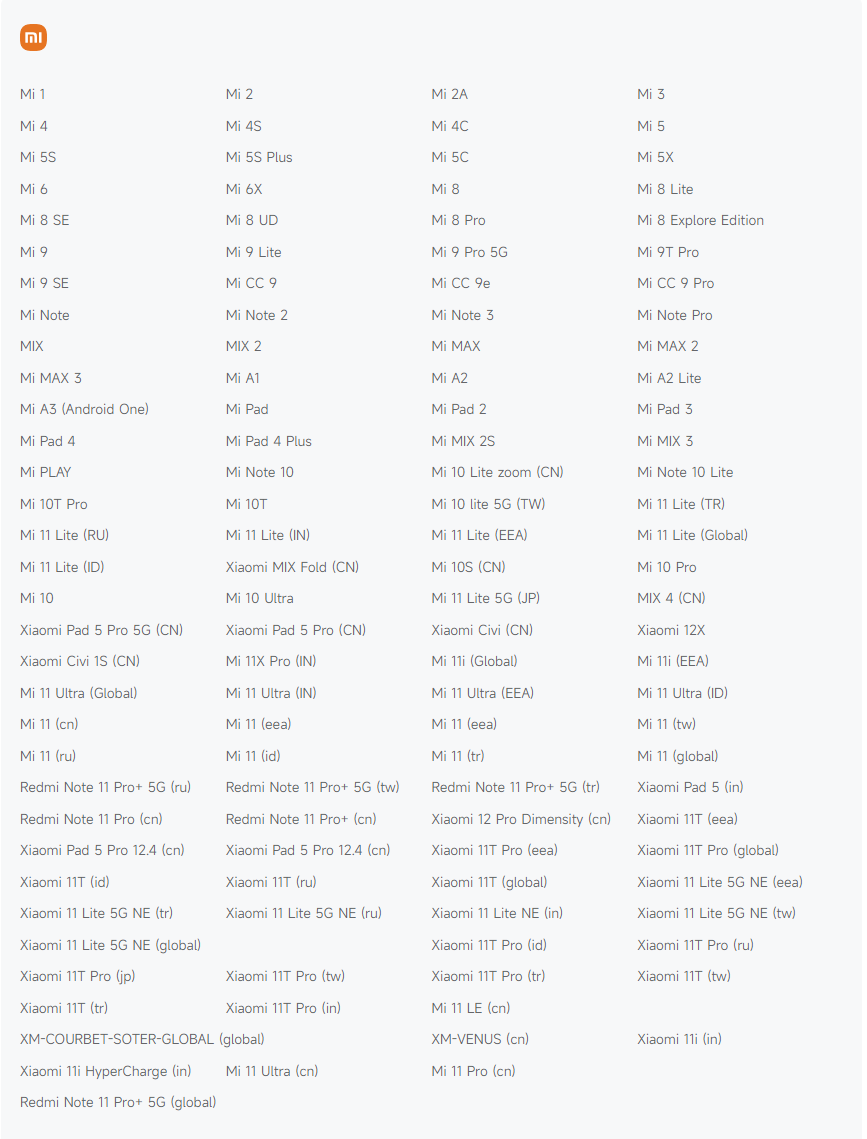 Xiaomi ha actualizado la lista de fin de vida útil (EOL) el 1 de marzo de 2026 4 Xiaomi EOL List 2026 3