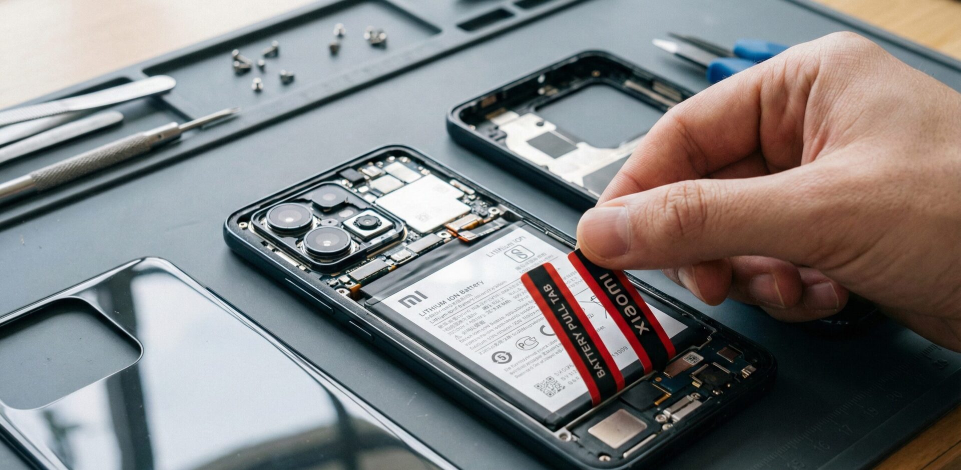 A Xiaomi é fácil de consertar? Explicação dos resultados dos testes de sustentabilidade da UE 3 Battery pull taps