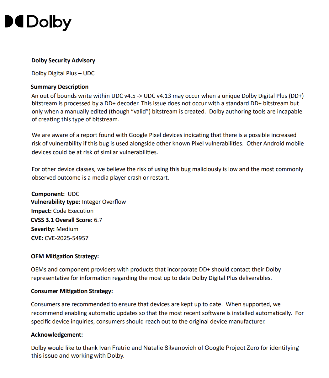 O que está mudando no próximo patch de segurança de janeiro de 2026 da Xiaomi? 2 Dolby security