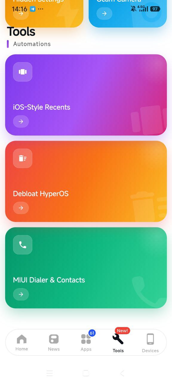 MemeOS Enhancer trae 3 mods populares de HyperOS, incluidos los recents al estilo iOS 13 MemeOS Enhancer V5.1 6