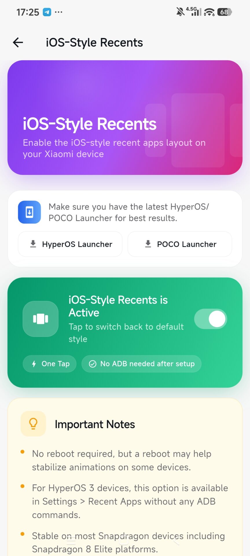 MemeOS Enhancer trae 3 mods populares de HyperOS, incluidos los recents al estilo iOS 2 iOS recents