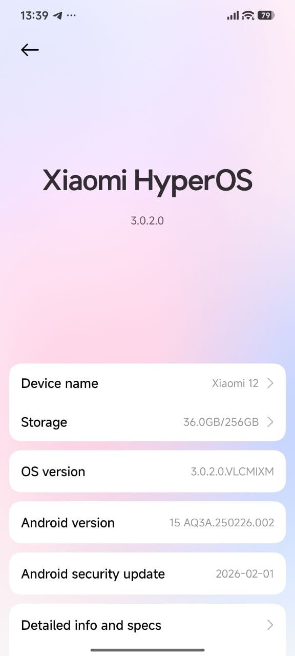O Xiaomi 12 recebe hoje sua última atualização, a atualização global do HyperOS 3 3 Xiaomi 12 HyperOS 3 1